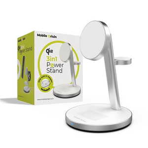 Mobile Origin Qi2 PowerStand  3in1 with GAN adapter 35W, white/silver