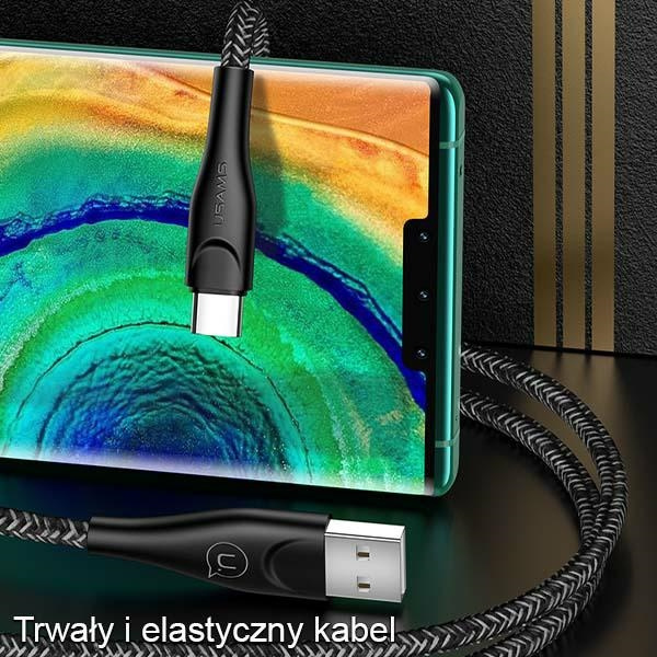 USAMS Kabel pleciony U41 USB-C Fast Charge 3m czerwony/red SJ398USB02 (US-SJ398)