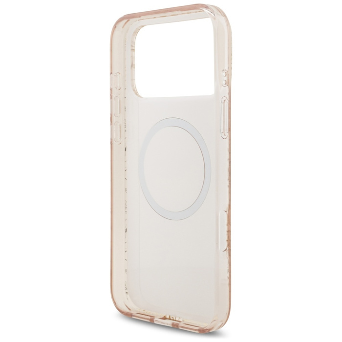 Etui Guess IML Flowers Electro Pearl     Strap MagSafe do iPhone 17 Pro Max różowy