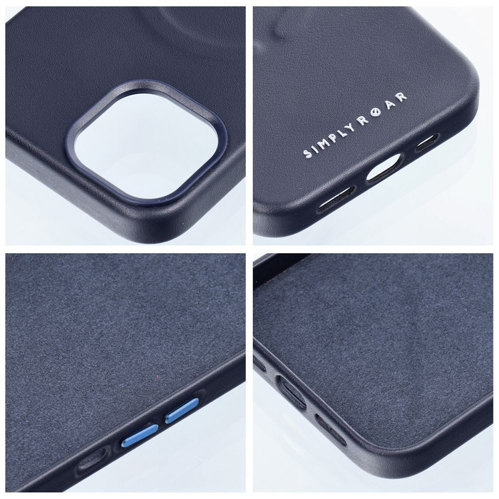 ROAR futerał LEATHER MAG kompatybilny z MagSafe do IPHONE 15 Pro Granatowy