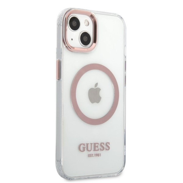 Etui GUESS Apple iPhone 13 Metal Outline Magsafe Różowy Hardcase
