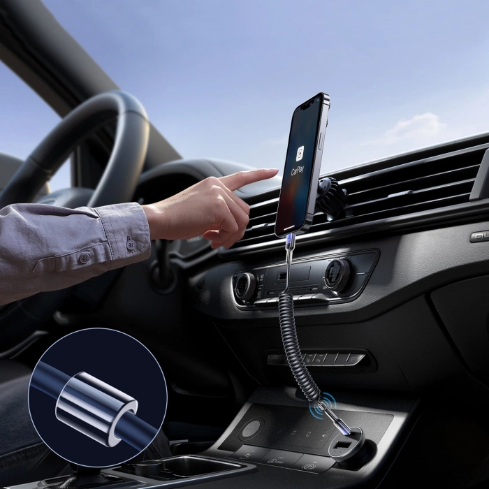 Kabel spiralny Joyroom S-A43 Crystal-Clear Series 30W USB-C - Lightning 1,5m - czarny