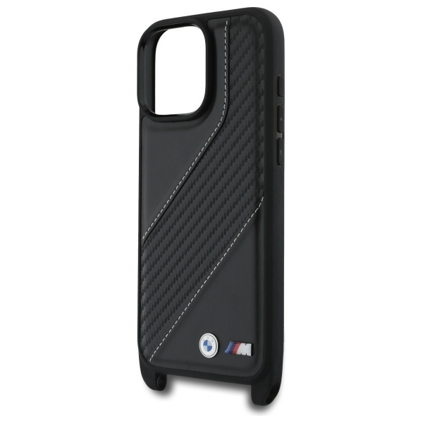 Etui BMW iPhone 16 Pro Max czarny/black hardcase M Edition Carbon Stripe & Strap