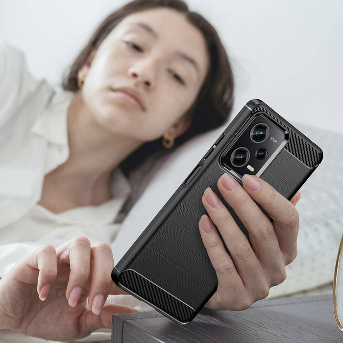 Etui Carbon Case Etui Xiaomi Poco X5 Pro 5G / Redmi Note 12 Pro Elastyczny Silikonowy Karbonowy Pokrowiec Czarne Case