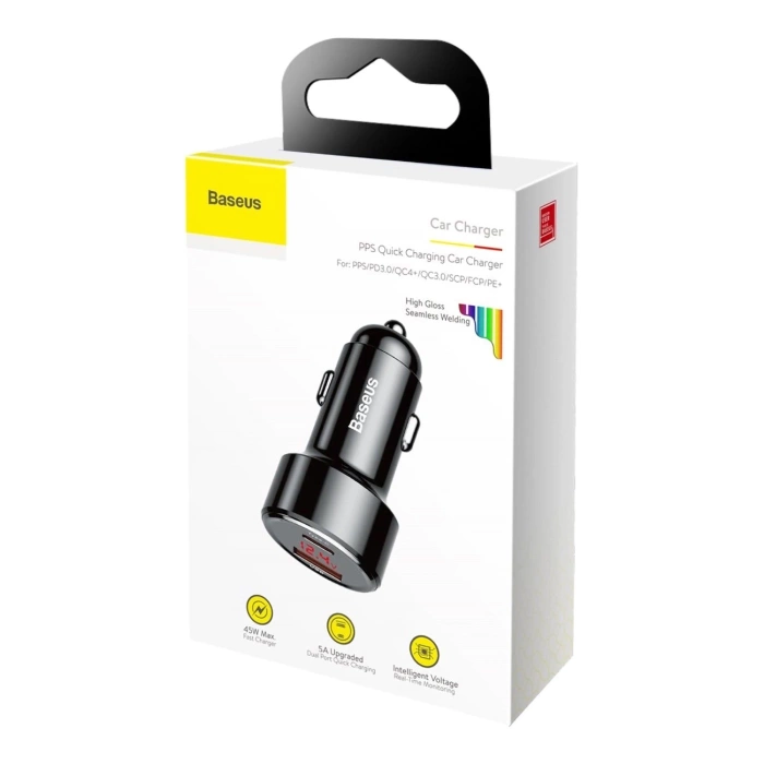 Ładowarka Baseus Magic Series PPS CCMLC20C-01 samochodowa 45W USB-C PD / USB-A QC - czarna