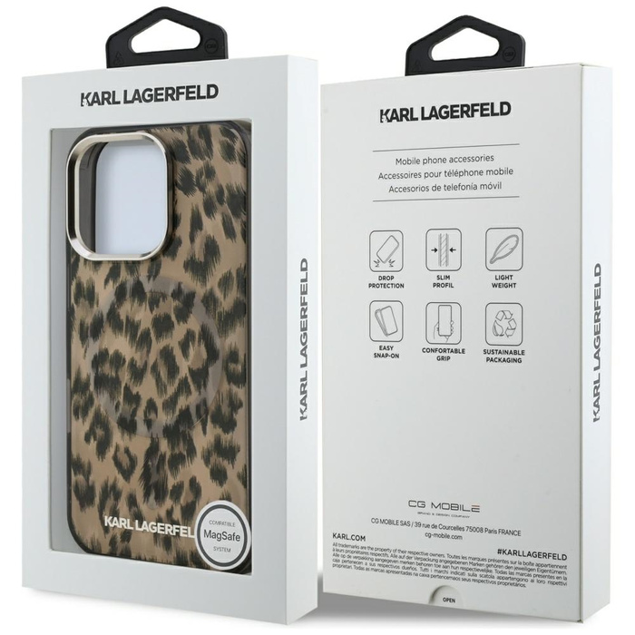 Etui Karl Lagerfeld iPhone 16 Pro Max IML Leopard Pattern  MagSafe Brązowy