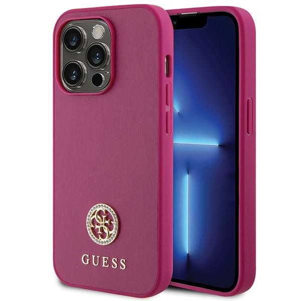 Etui Guess GUHCP15LPS4DGPP iPhone 15 Pro 6.1" różowy/pink hardcase Strass Metal Logo