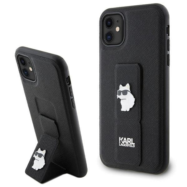 Etui Karl Lagerfeld KLHCN61GSACHPK iPhone 11 / Xr 6.1" czarny/black hardcase Gripstand Saffiano Choupette Pins Case