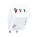 Ładowarka sieciowa GaN Wozinsky CGWCW 65W USB-A / 2 x USB-C - biała