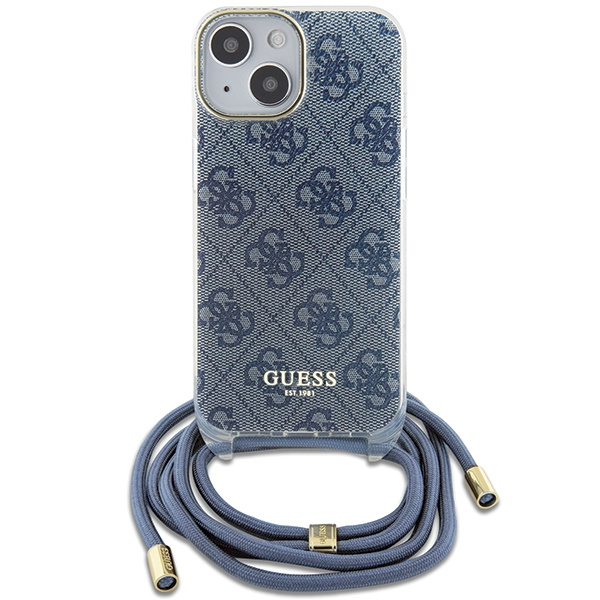 Etui Guess GUHCP15SHC4SEB iPhone 15 / 14 / 13 6.1" niebieski/blue hardcase Crossbody Cord 4G Print Case