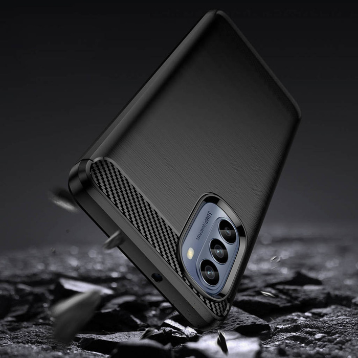 Etui Carbon Case etui do Motorola Moto G62 5G elastyczny silikonowy karbonowy pokrowiec czarne Case
