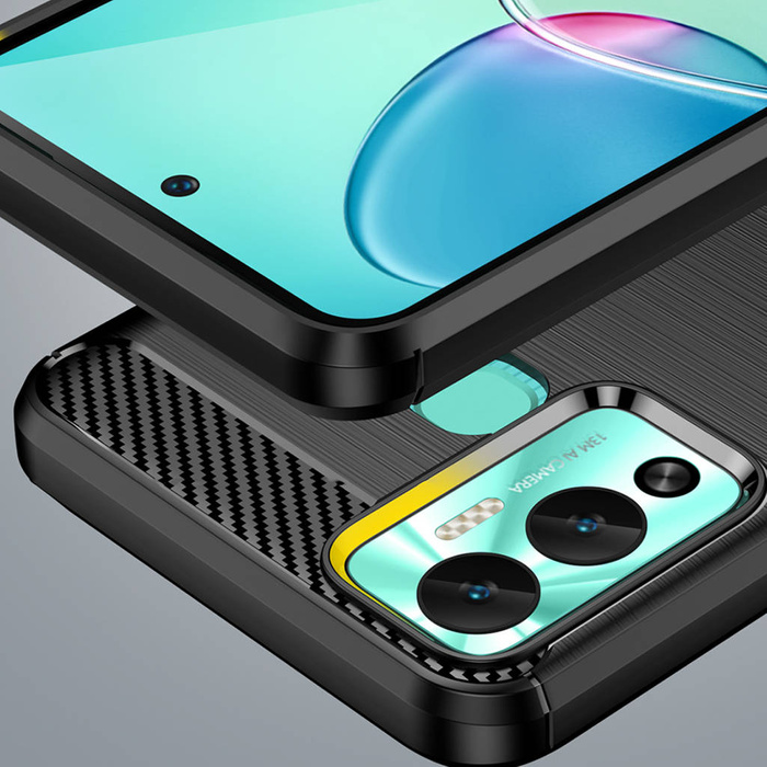 Etui Carbon Case etui do Infinix Hot 12 Play NFC / Hot 12 Play elastyczny silikonowy karbonowy pokrowiec czarne Case