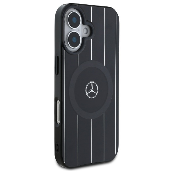 Etui Mercedes iPhone 16 6.1" czarny/black hardcase MB Double Layer Crossed Lines MagSafe