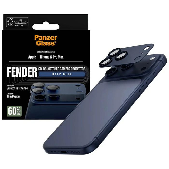 Szkło hartowane na obiektyw PanzerGlass  Fender Camera Protector do iPhone 17 Pro Max niebieski