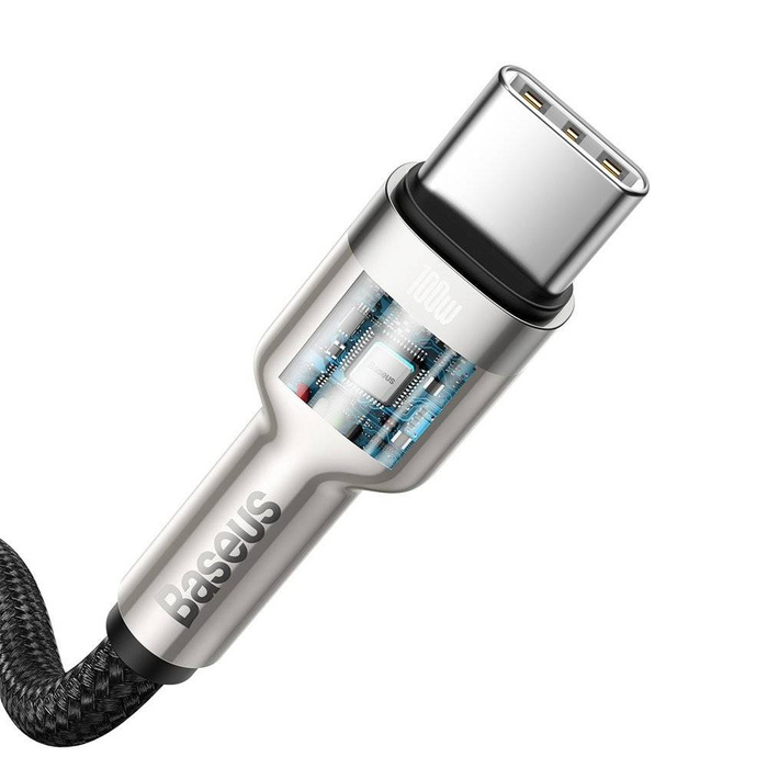 Baseus Cafule Metal Data kabel USB Typ C - USB Typ C 100 W (20 V / 5 A) Power Delivery 2 m czarny (CATJK-D01)