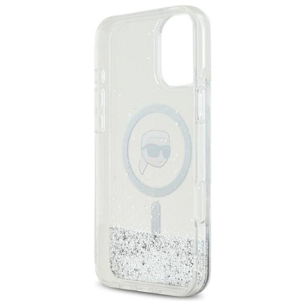 Etui Etui Karl Lagerfeld iPhone 16  Plus 6.7" hardcase transparent Liquid Glitter Karl Head Magsafe