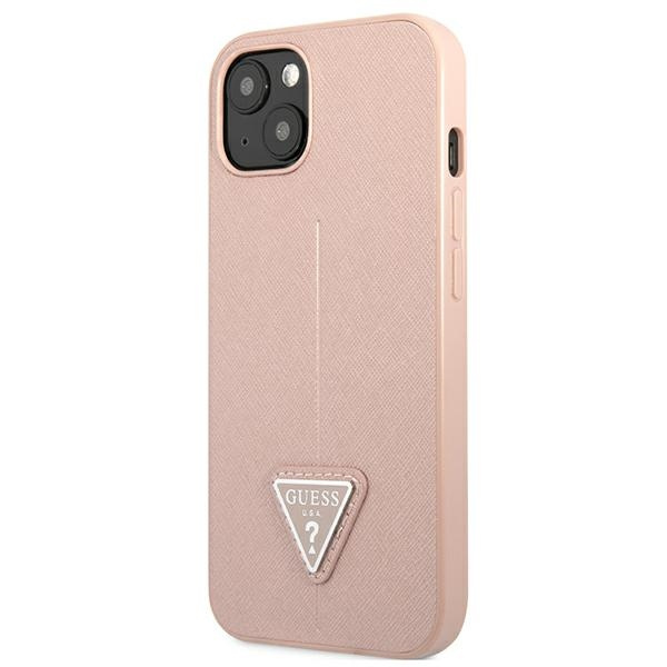 Etui GUESS Apple iPhone 13 Mini Saffiano Triangle Logo Różowy Hardcase