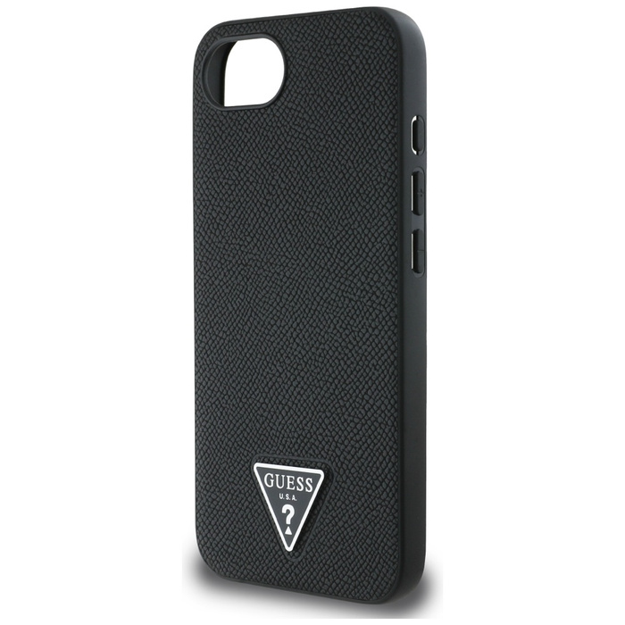 Etui Guess Grained Triangle MagSafe do   iPhone 16e czarny