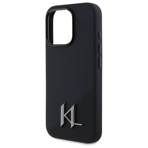 Etui Karl Lagerfeld iPhone 16 Pro 6.3" czarny/black hardcase Silicone Shadow Metal Initial MagSafe