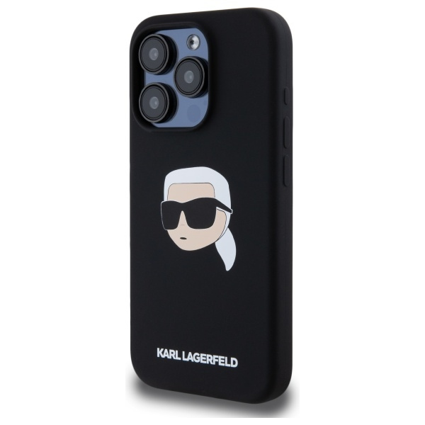 Karl Lagerfeld KLHMP15LSKHPPLK iPhone 15  Pro 6.1" czarny/black hardcase Silicone Karl Head Print MagSafe