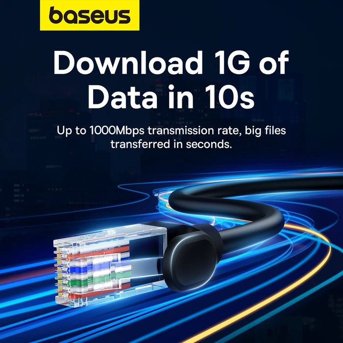 Kabel sieciowy Baseus Ethernet CAT5, 8m (czarny)