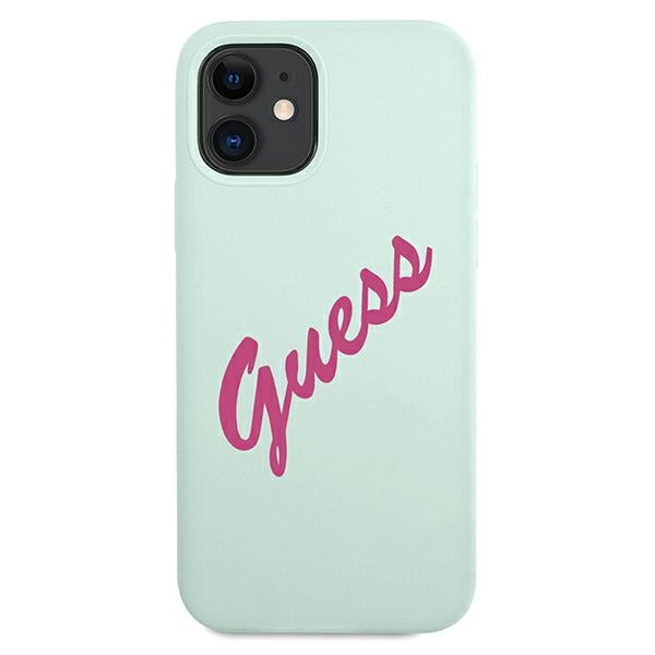 Etui GUESS Apple iPhone 12 Mini Silicone Vintage Niebieski Fuksja Hardcase