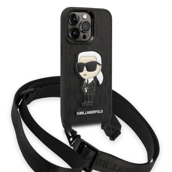 Etui Karl Lagerfeld iPhone 14 Pro 6,1" czarny/black hardcase Monogram Ikonik Patch