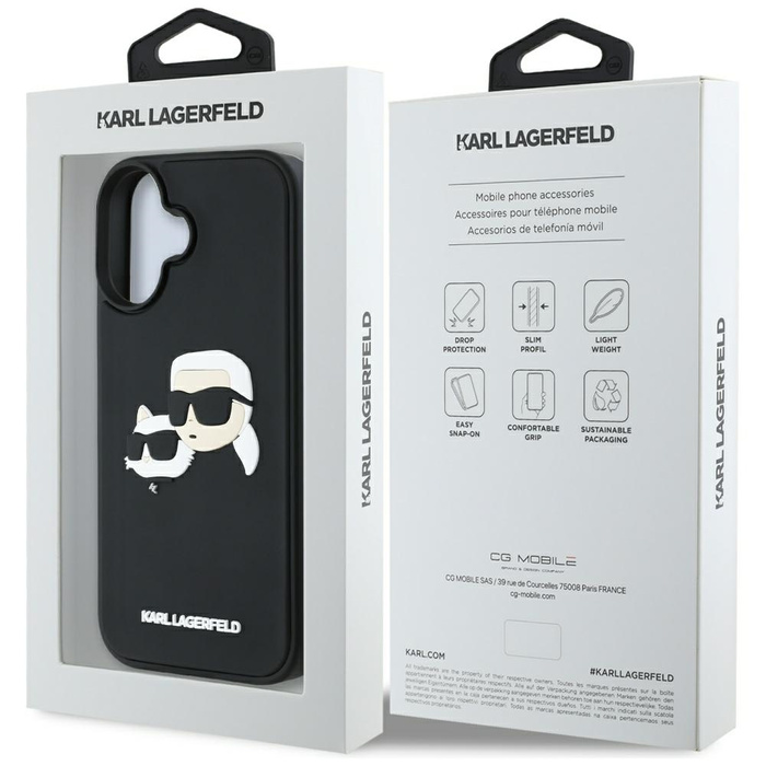 Etui Karl Lagerfeld HC 3D Rubber Double   Heads do iPhone 16 czarny