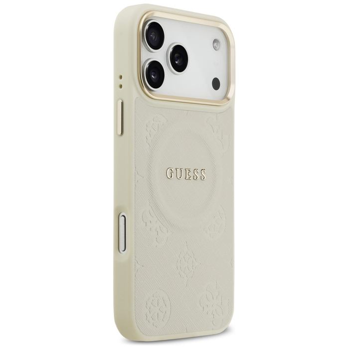 Etui Guess Peony Hot Stamp MagSafe do    iPhone 17 Pro Max beżowy