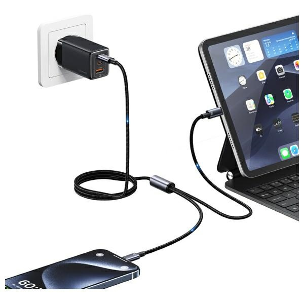 USAMS Kabel 2w1 2xUSB-C 15W 1,2m          Aluminum Alloy Data Cable Sufeng Series SJ740USB101 (US-SJ740)