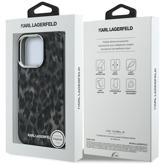 Etui Karl Lagerfeld IML Leopard Pattern  MagSafe do iPhone 16 Pro Max czarny