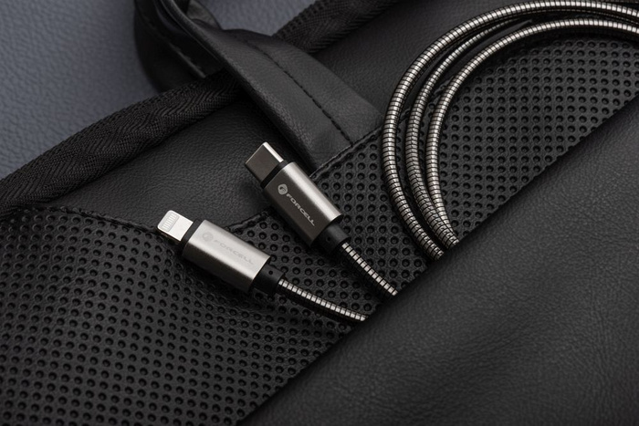 Kabel USB C do Lightning Forcell F-Energy PD 3A 27W Metal 1 m C238 srebrny
