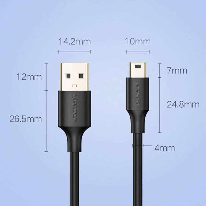 Ugreen kabel przewód USB - mini USB 480 Mbps 2 m czarny (US132 30472)