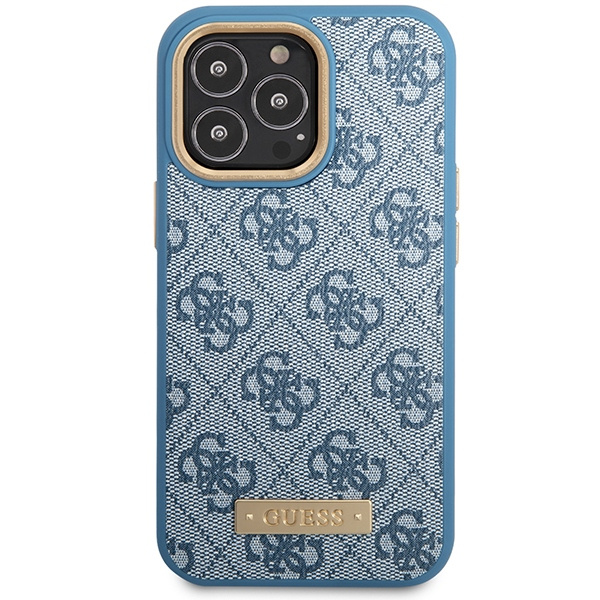 Etui Guess GUHMP14XU4GPRB iPhone 14 Pro Max 6,7" niebieski/blue hard case 4G Logo Plate MagSafe Case