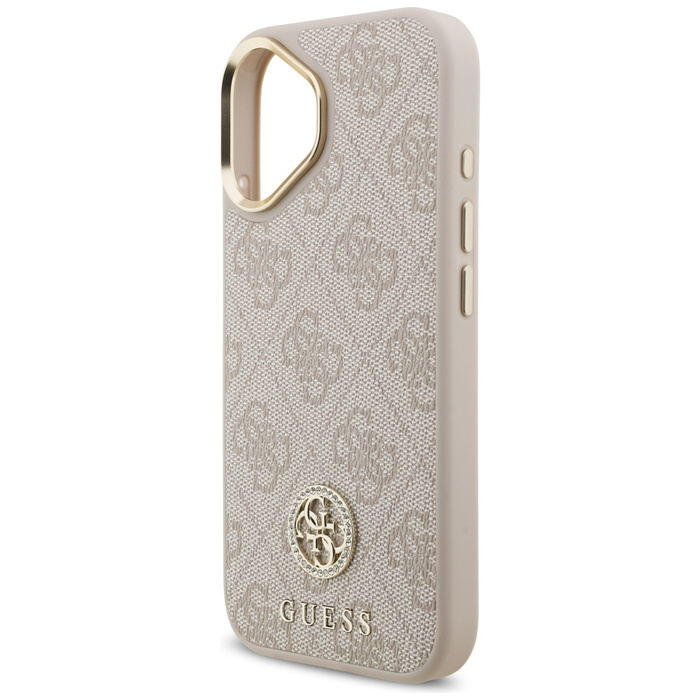 Etui Guess 4G Strass Logo & Big Strap    Metal Buttons MagSafe do iPhone 17 różowy
