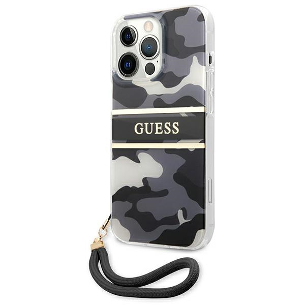 Etui GUESS Apple iPhone 13 13 Pro Camo Strap Collection Czarny Hardcase