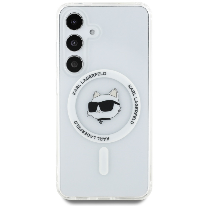 Etui Karl Lagerfeld Button Choupette      Head Printed Logo MagSafe do Samsung Galaxy S25+ biały