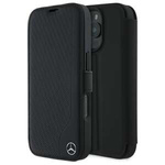 Etui Mercedes iPhone 16 Pro Max 6.9" czarny/black Leather Wood Imitation