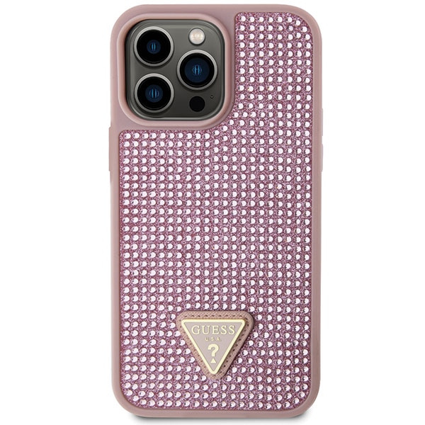 Etui Guess GUHCP14XHDGTPP iPhone 14 Pro Max 6.7" różowy/pink hardcase Rhinestone Triangle Case