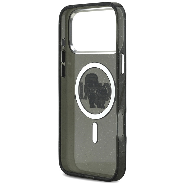Etui Karl Lagerfeld IML Glitter Karl &   Choupette Sketch Logo MagSafe do iPhone 17 Pro Max czarny