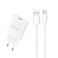 Ładowarka sieciowa Dudao A4EU USB-A 2.1A - biała + kabel USB-A - USB-C