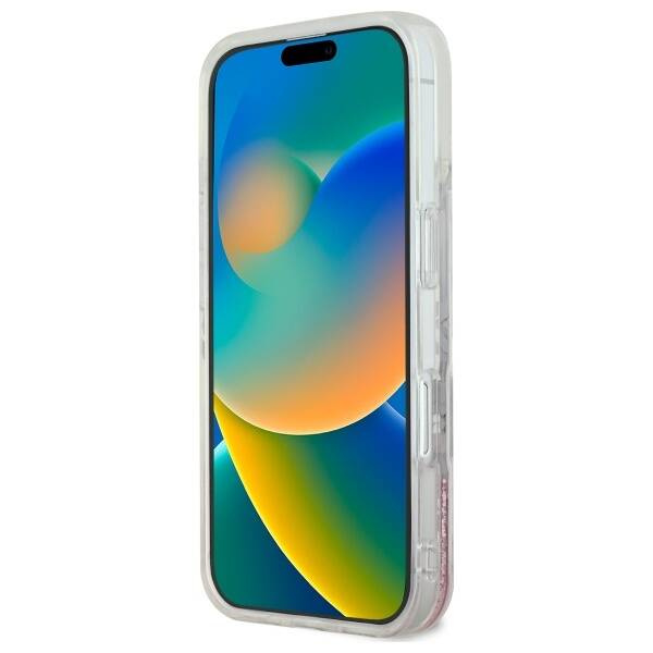 Etui Guess iPhone 16 6.1" różowy/pink hardcase Liquid Glitter Flower MagSafe