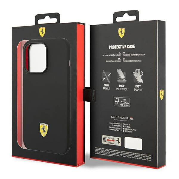 Etui Ferrari iPhone 14 Pro 6,1" czarny/black hardcase Silicone Metal Logo