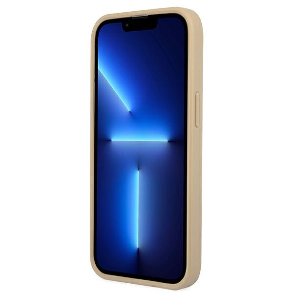 Etui GUESS Apple iPhone 13 Mini Saffiano Triangle Logo Beżowy Hardcase