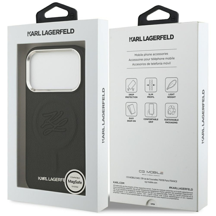 Etui Karl Lagerfeld Initial & Metal Logo MagSafe do iPhone 17 Pro Max czarny