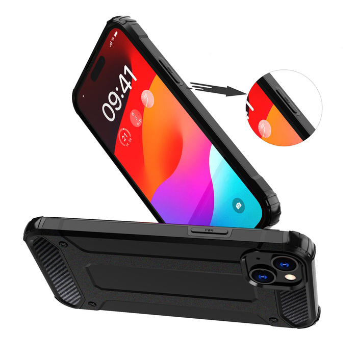 Etui Pancerne etui do iPhone 15 Plus Hybrid Armor - czarne Case