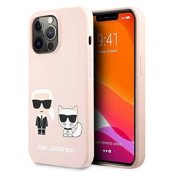 Etui KARL LAGERFELD Apple iPhone 13 Pro Silicone Ikonik Karl & Choupette Magsafe Różowy Hardcase