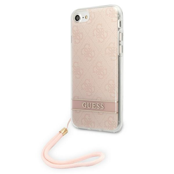 Etui GUESS Apple iPhone SE 2022 SE 2020 7 8 4G Print Strap Różowy Hardcase