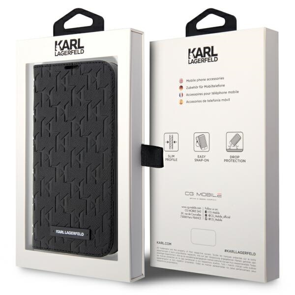 Etui Karl Lagerfeld KLBKP14XSAKLHPK iPhone 14 Pro Max 6.7" bookcase czarny/black Saffiano Monogram Case