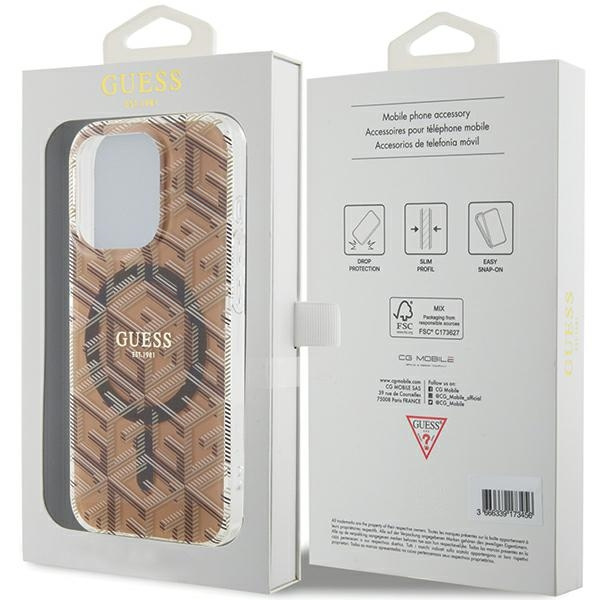 Etui Guess GUHMP15XHGCUSTGW iPhone 15 Pro Max 6.7" brązowy/brown hardcase IML GCube MagSafe Case